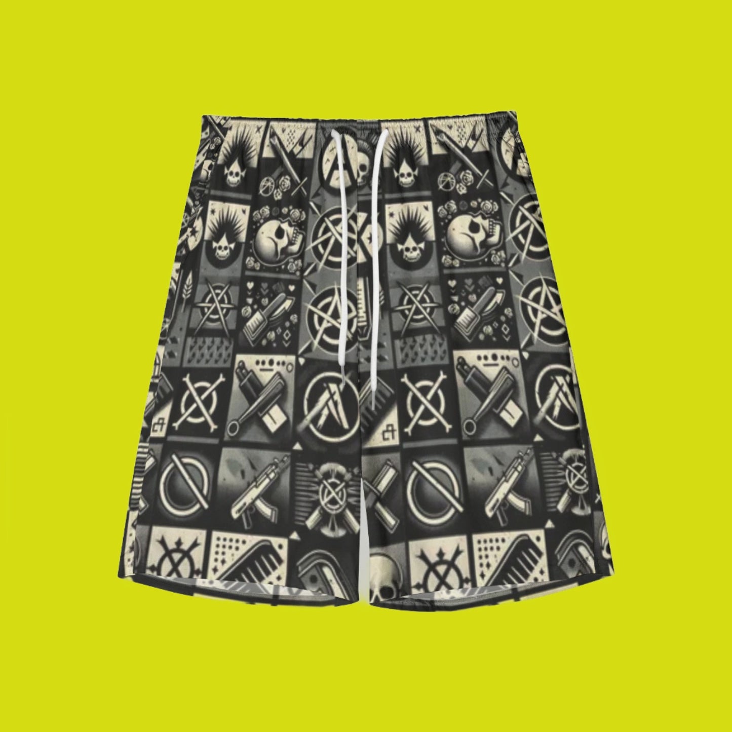 Mens Punk Swim Shorts - Bold  Stylish Summer Swimwear - Misfit Marketing Design Studios