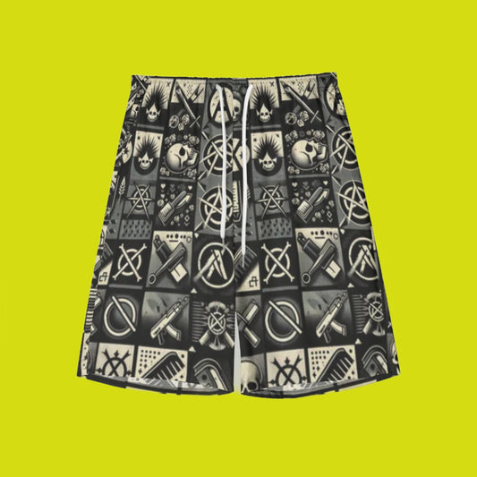 Mens Punk Swim Shorts - Bold  Stylish Summer Swimwear - Misfit Marketing Design Studios