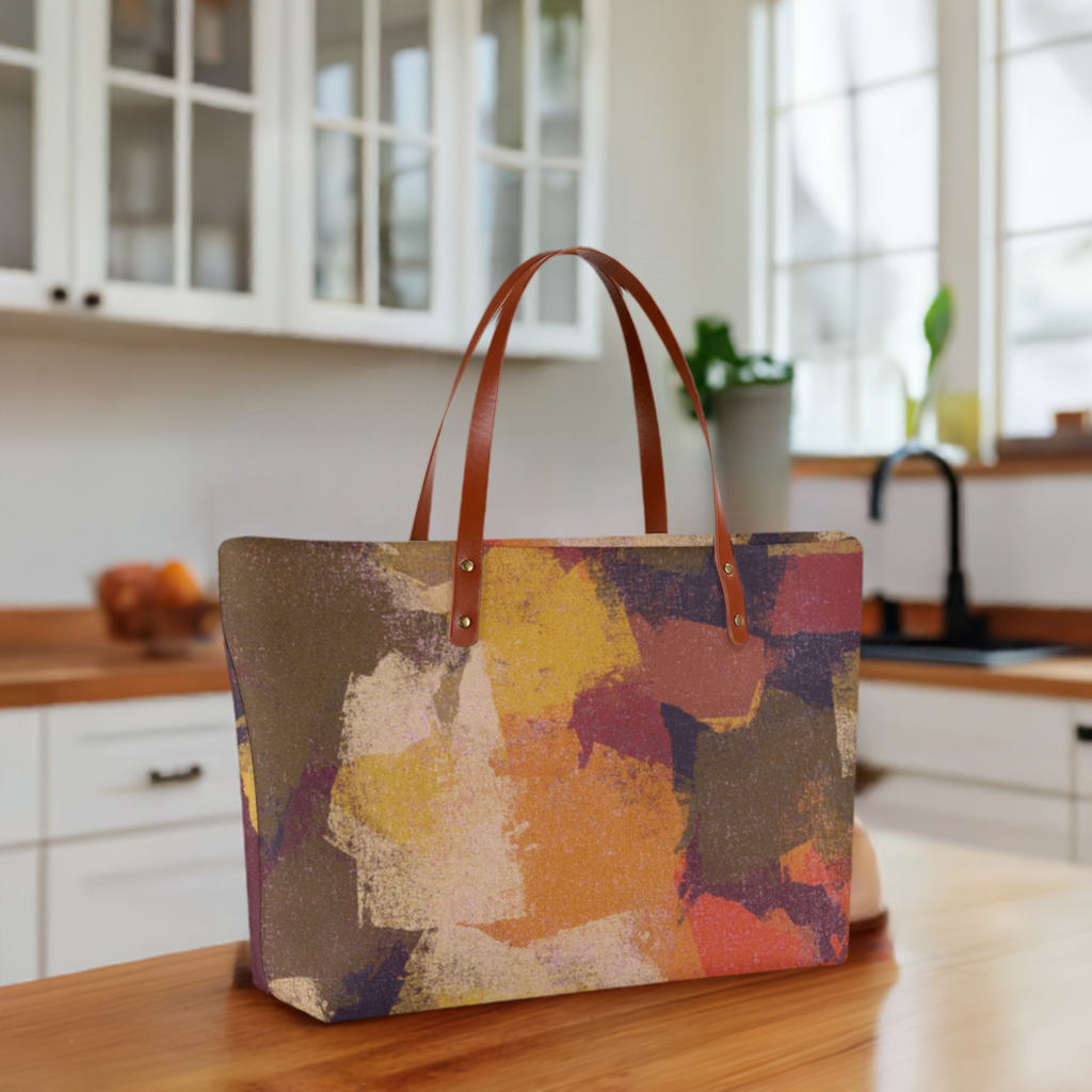 Bolso de mano de moda abstracta otoñal: elegante y funcional en colores de temporada