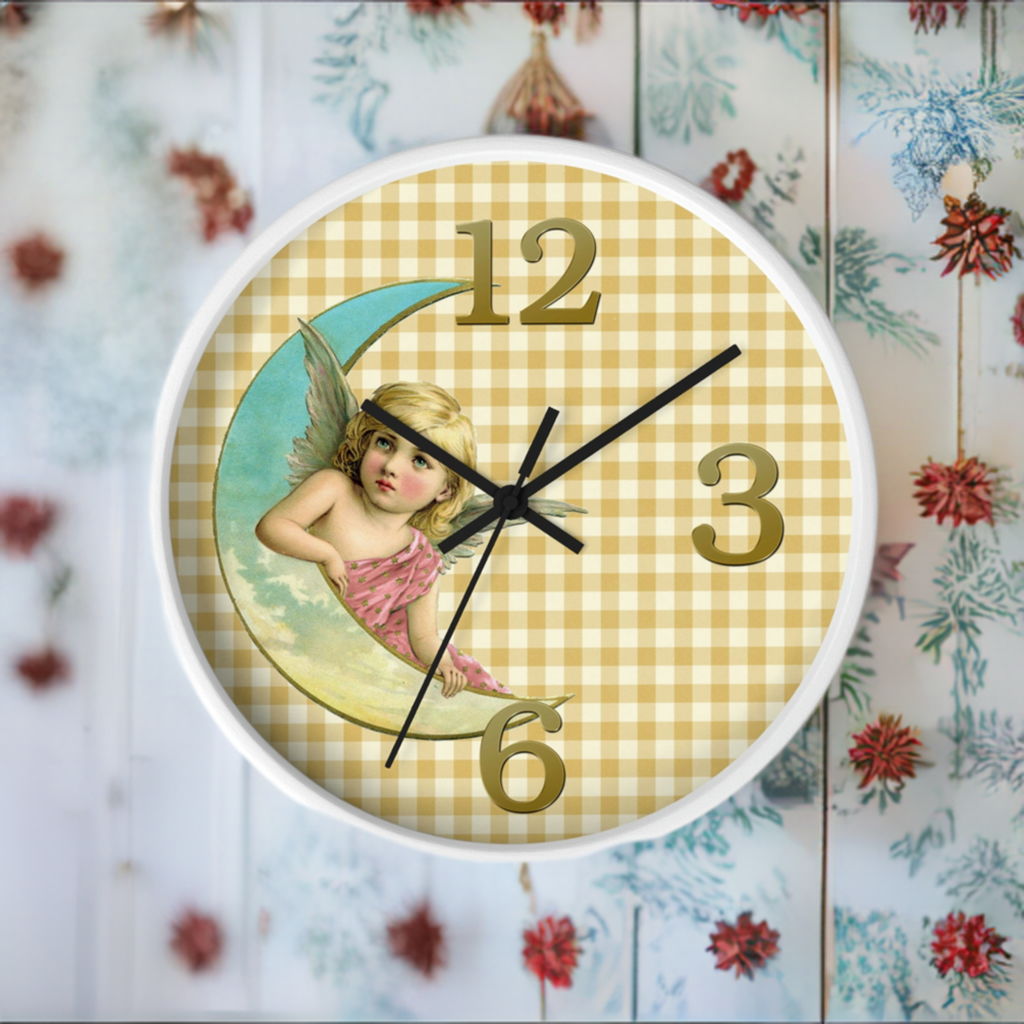 Cherub Moon Vintage-Inspired Wall Clock - Elegant Home Decor - Misfit Marketing Design Studios