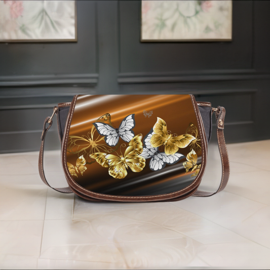 Copper Butterflies Saddle Bag - Handcrafted Stylish and Durable - Misfit Marketing Design Studios