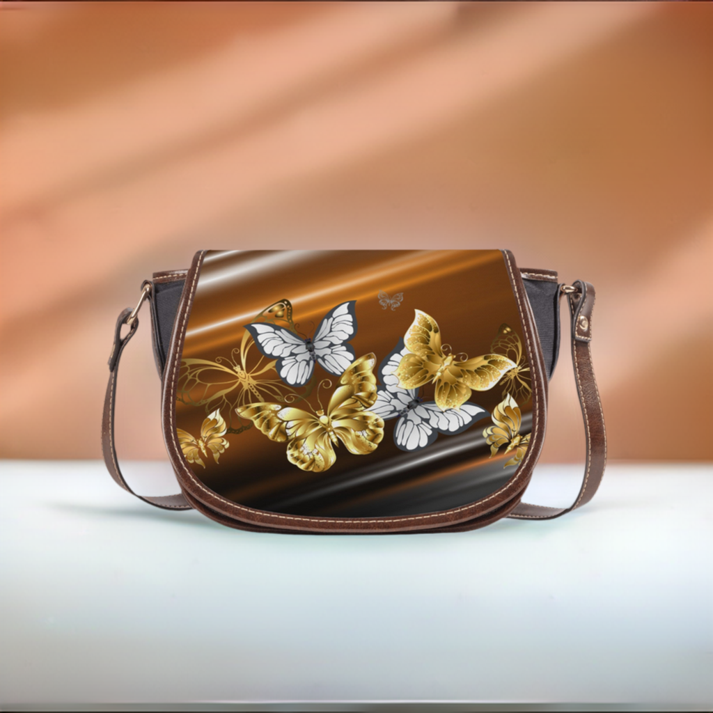 Copper Butterflies Saddle Bag - Handcrafted Stylish and Durable - Misfit Marketing Design Studios