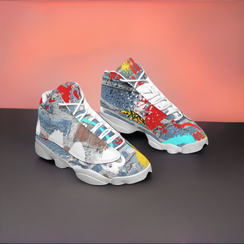 Men's Curved  Basketball Shoes-Wall Graffiti - Misfit Marketing Design Studios