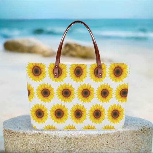 White Sunflower Tote - Elegant and Functional Bag - Misfit Marketing Design Studios