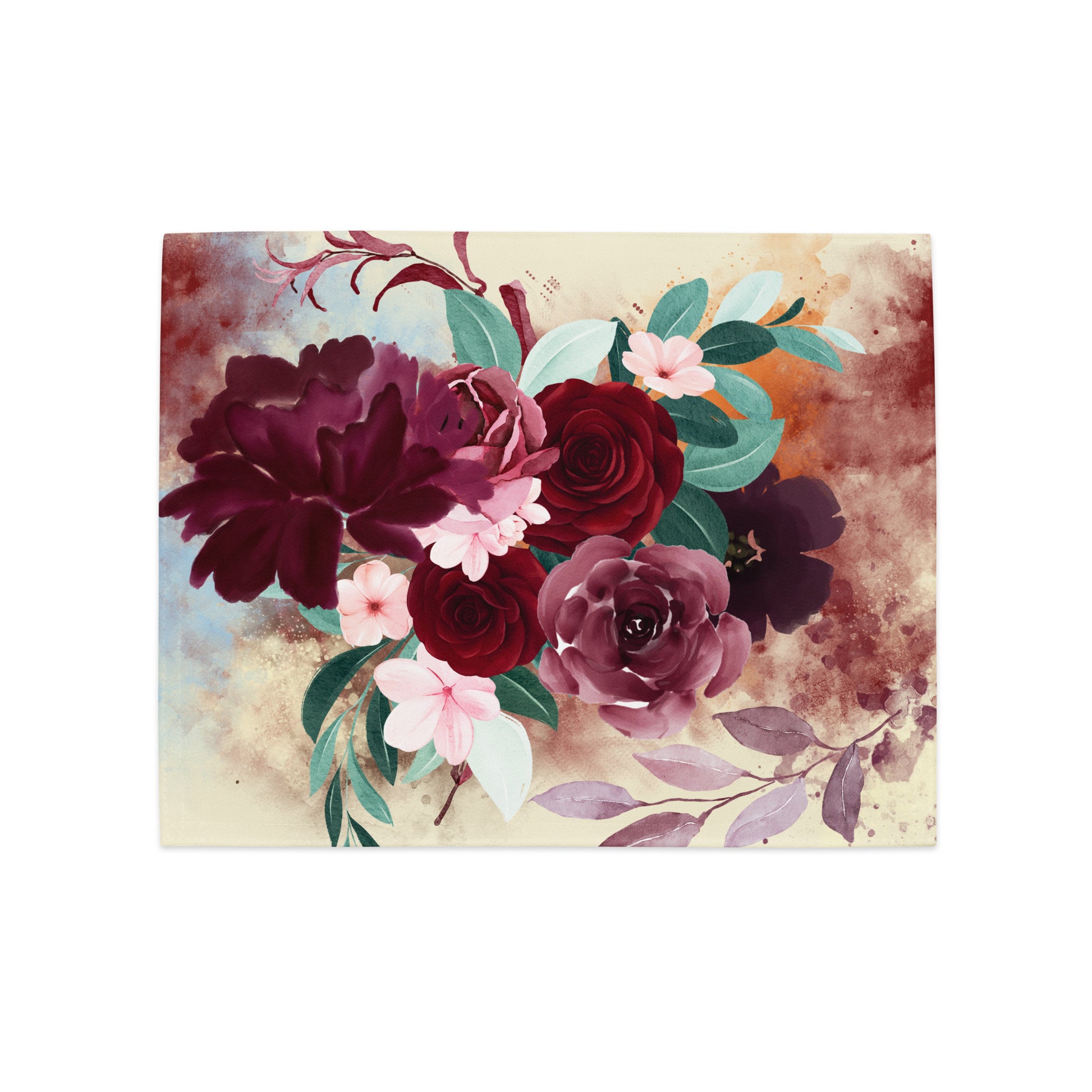 Burgundy Bouquet Placemat Set - Elegant Dining Decor - Misfit Marketing Design Studios