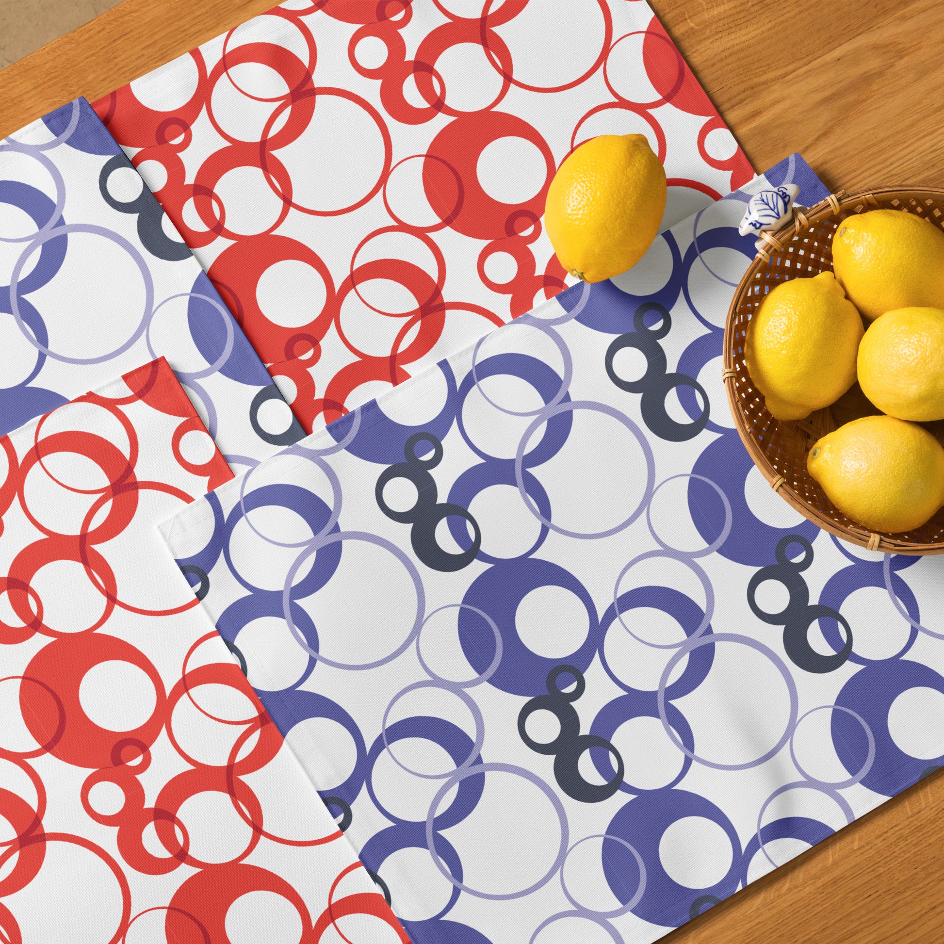 Retro Rings Placemat Set - Vintage Design for Dining Table Decor - Misfit Marketing Design Studios