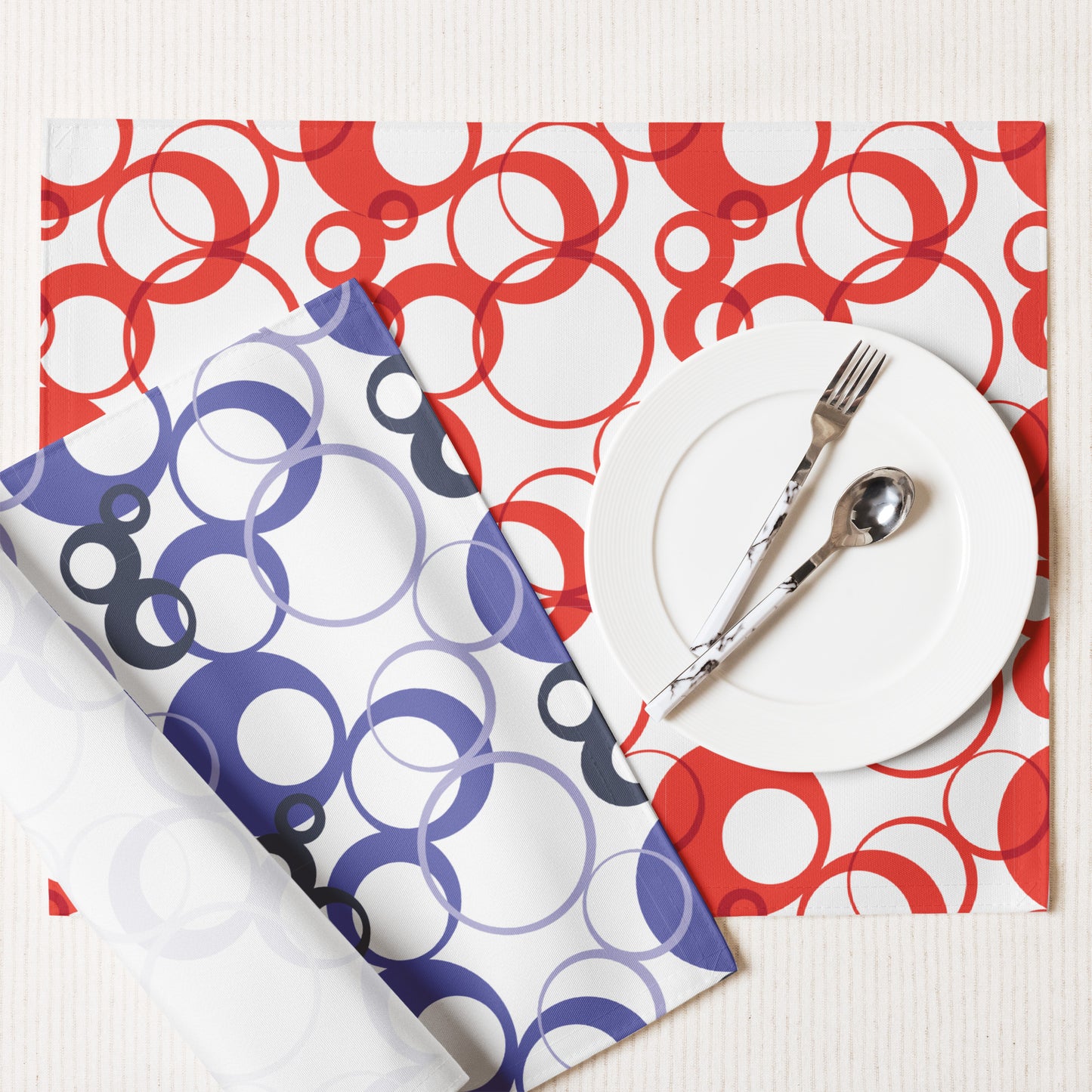 Retro Rings Placemat Set - Vintage Design for Dining Table Decor - Misfit Marketing Design Studios