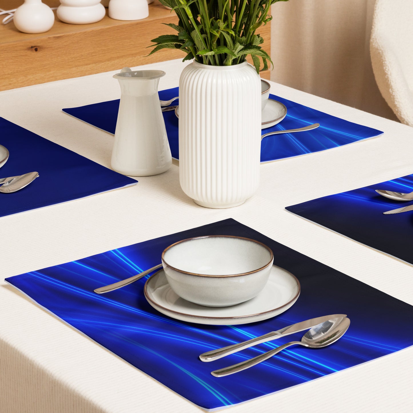 Blue Wave Placemat Set - Simple and Modern Table Decor - Misfit Marketing Design Studios