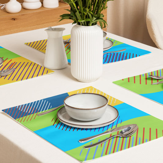 Colorful Abstract Placemat Set - Vibrant Dining Table Decor - Misfit Marketing Design Studios