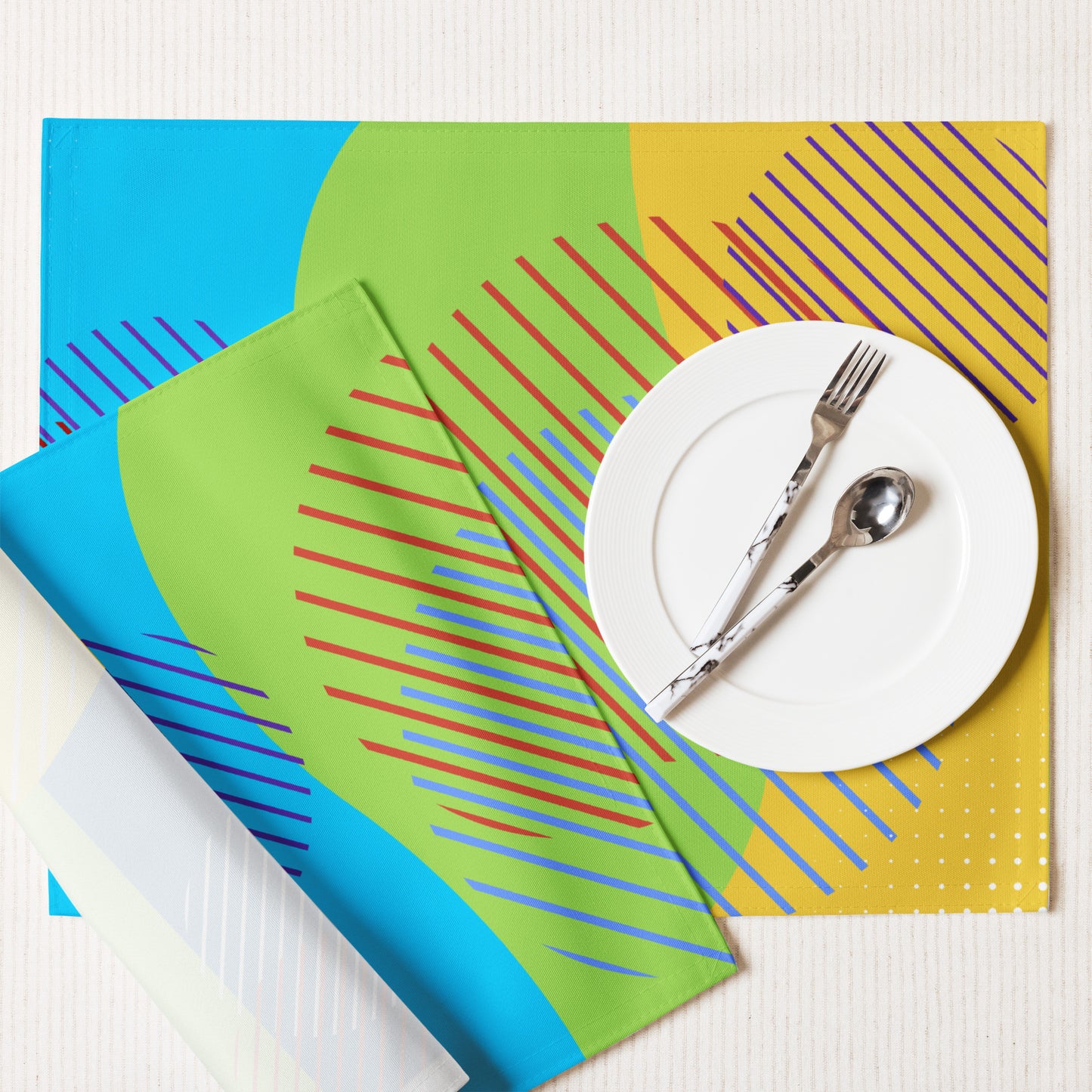 Colorful Abstract Placemat Set - Vibrant Dining Table Decor - Misfit Marketing Design Studios