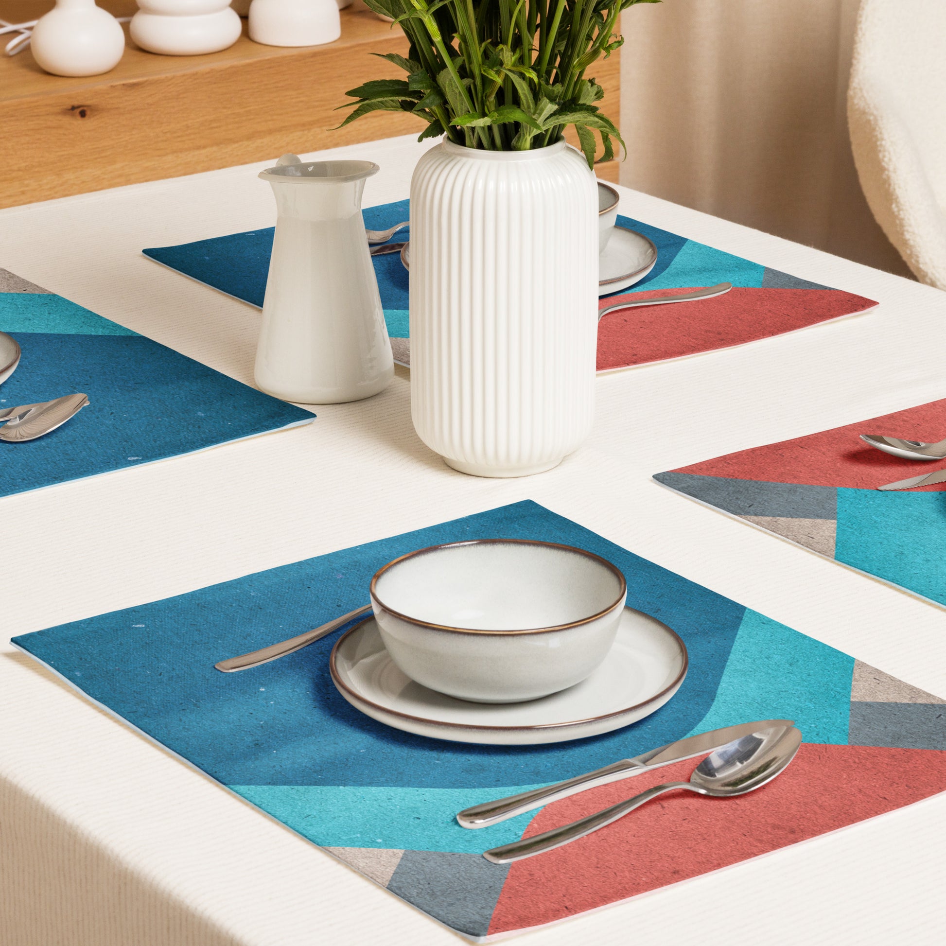 Retro Abstract Placemat Set - Modern Design for Dining Tables - Misfit Marketing Design Studios