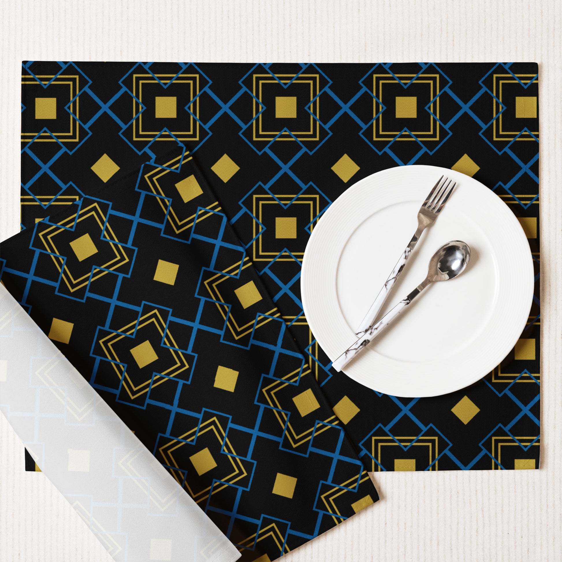 Black and Gold Art Deco Placemat Set - Elegant Table Decor for Any Occasion - Misfit Marketing Design Studios