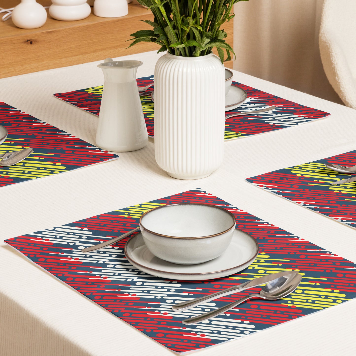 Colorful Placemat Set - Vibrant Multi-Colored Table Mats - Misfit Marketing Design Studios