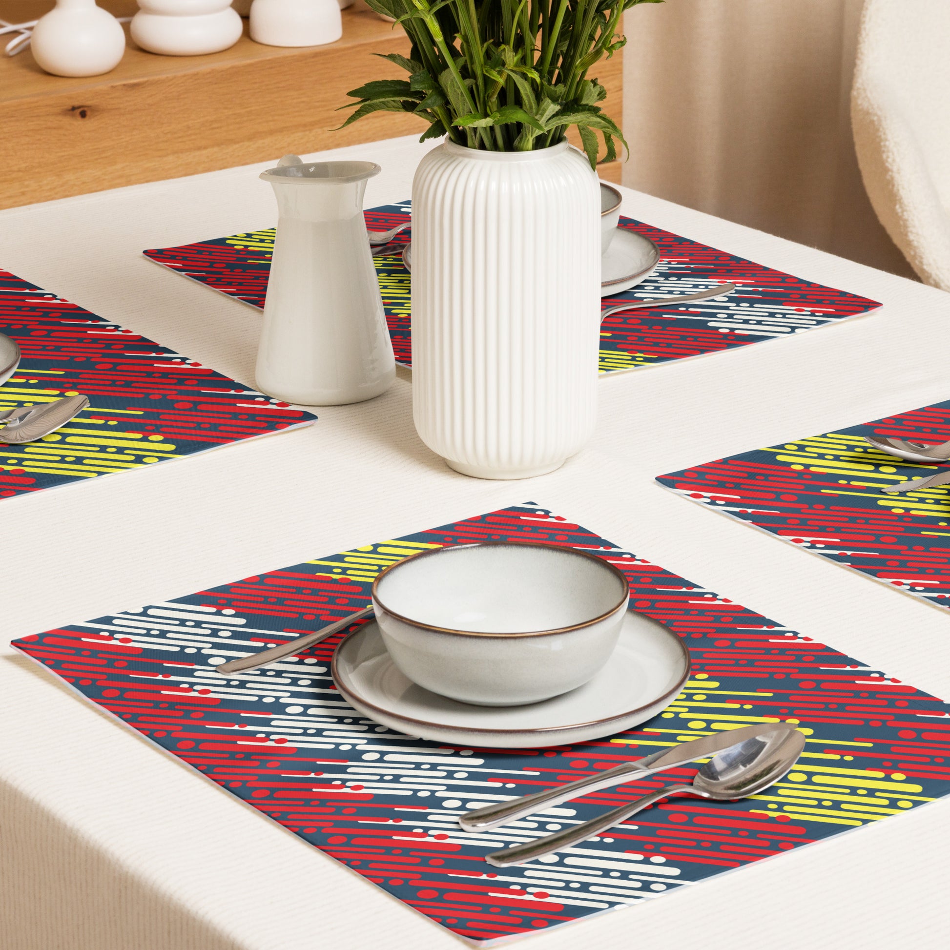 Colorful Placemat Set - Vibrant Multi-Colored Table Mats - Misfit Marketing Design Studios