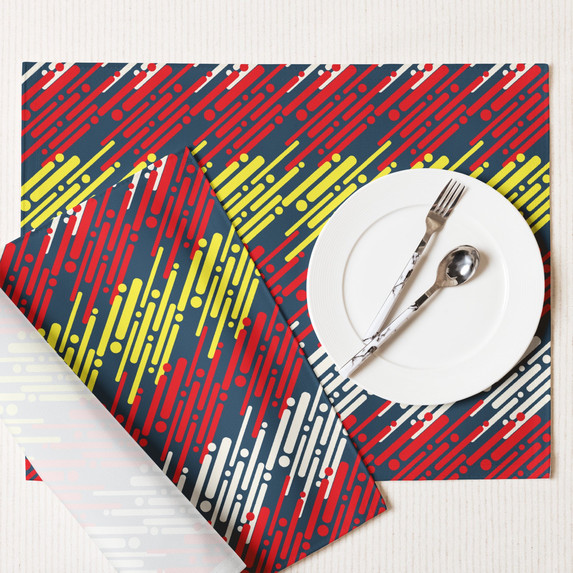 Colorful Placemat Set - Vibrant Multi-Colored Table Mats - Misfit Marketing Design Studios