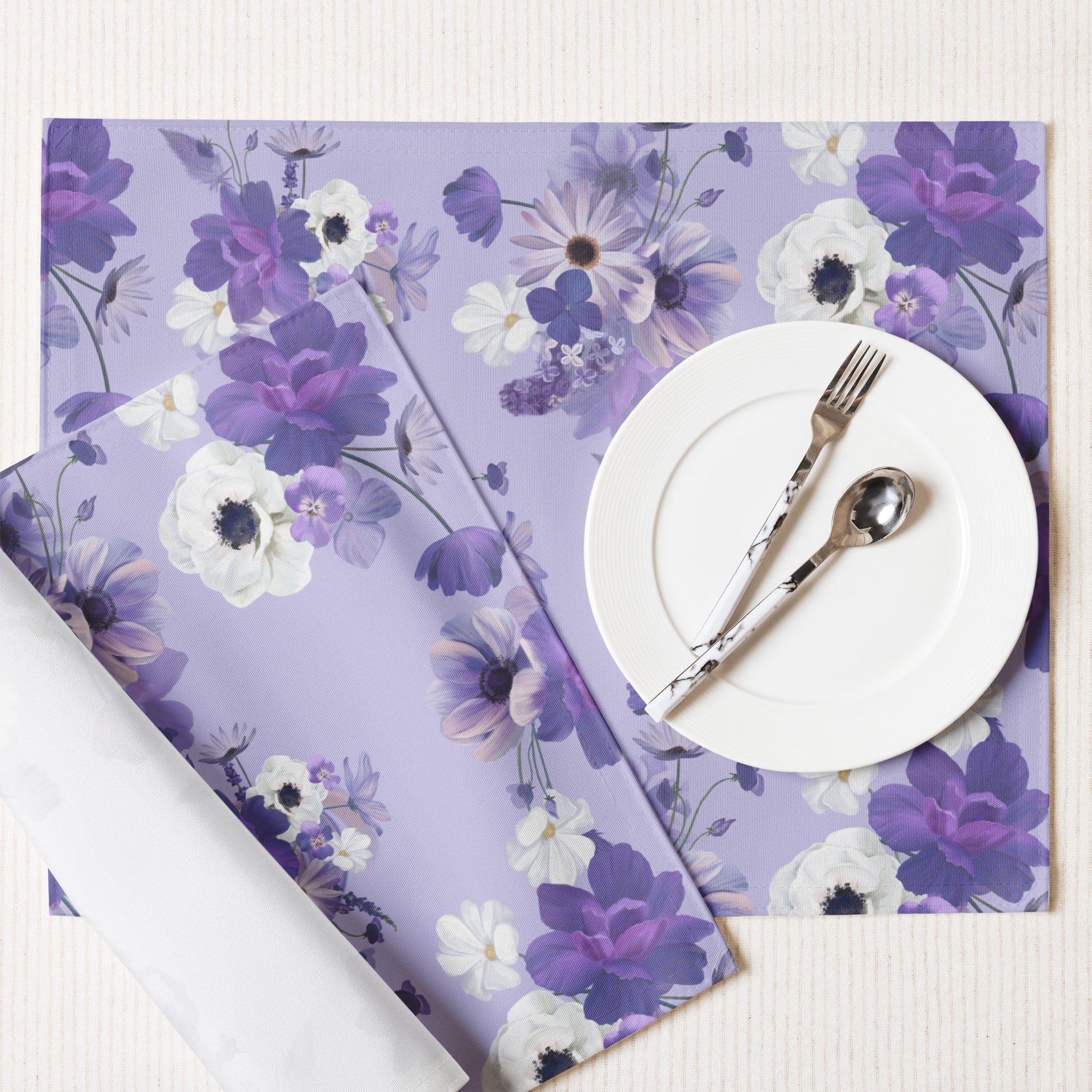 Floral Lilac Placemat Set - Elegant and Functional Dining Accessories - Misfit Marketing Design Studios