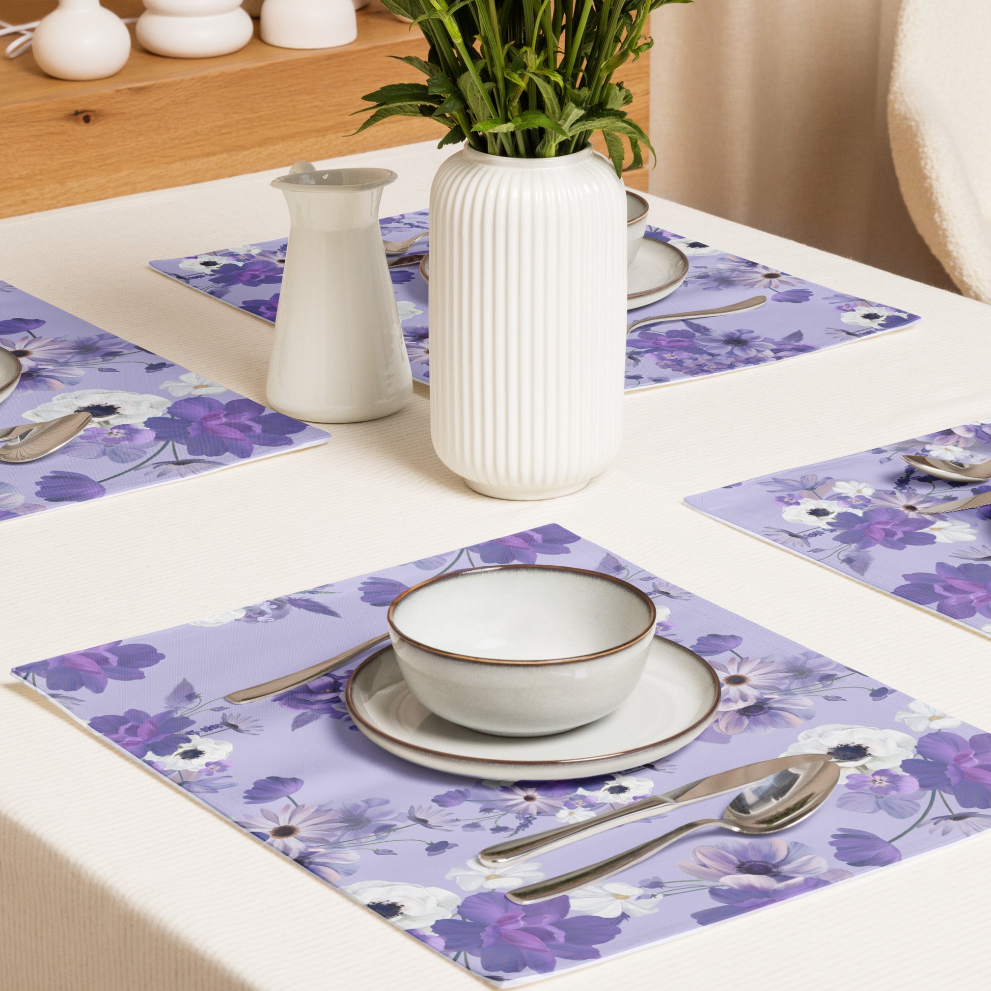 Floral Lilac Placemat Set - Elegant and Functional Dining Accessories - Misfit Marketing Design Studios