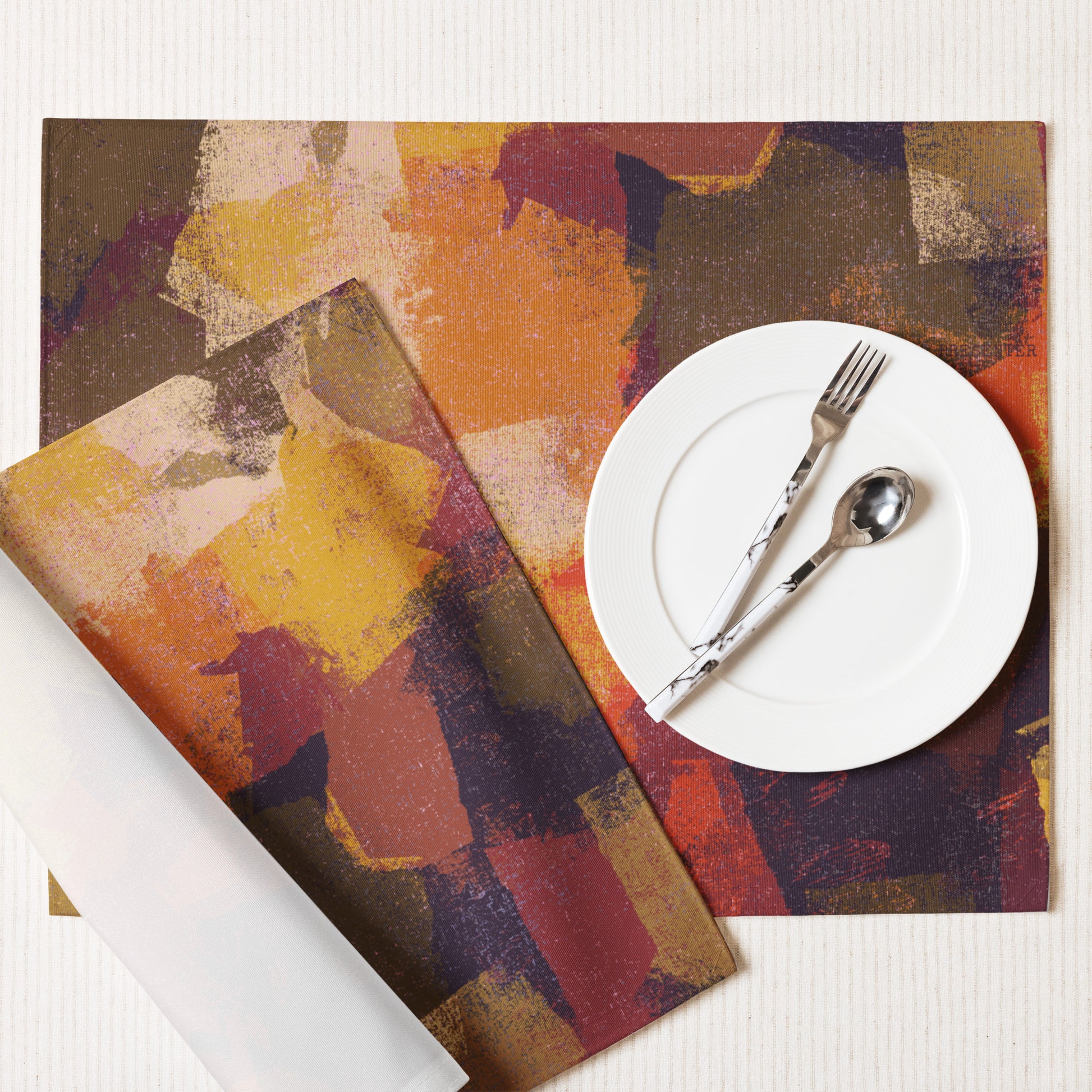 Autumn Abstract Placemat Set - Vibrant Fall Table Decor - Misfit Marketing Design Studios