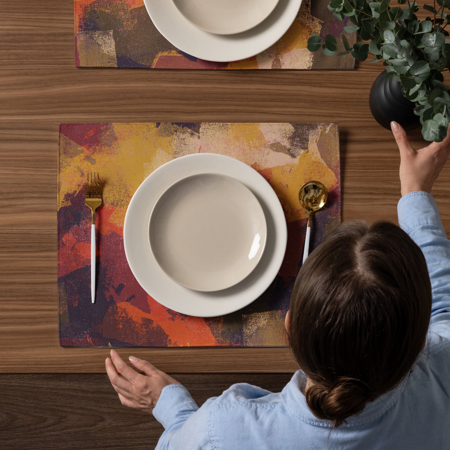 Autumn Abstract Placemat Set - Vibrant Fall Table Decor - Misfit Marketing Design Studios