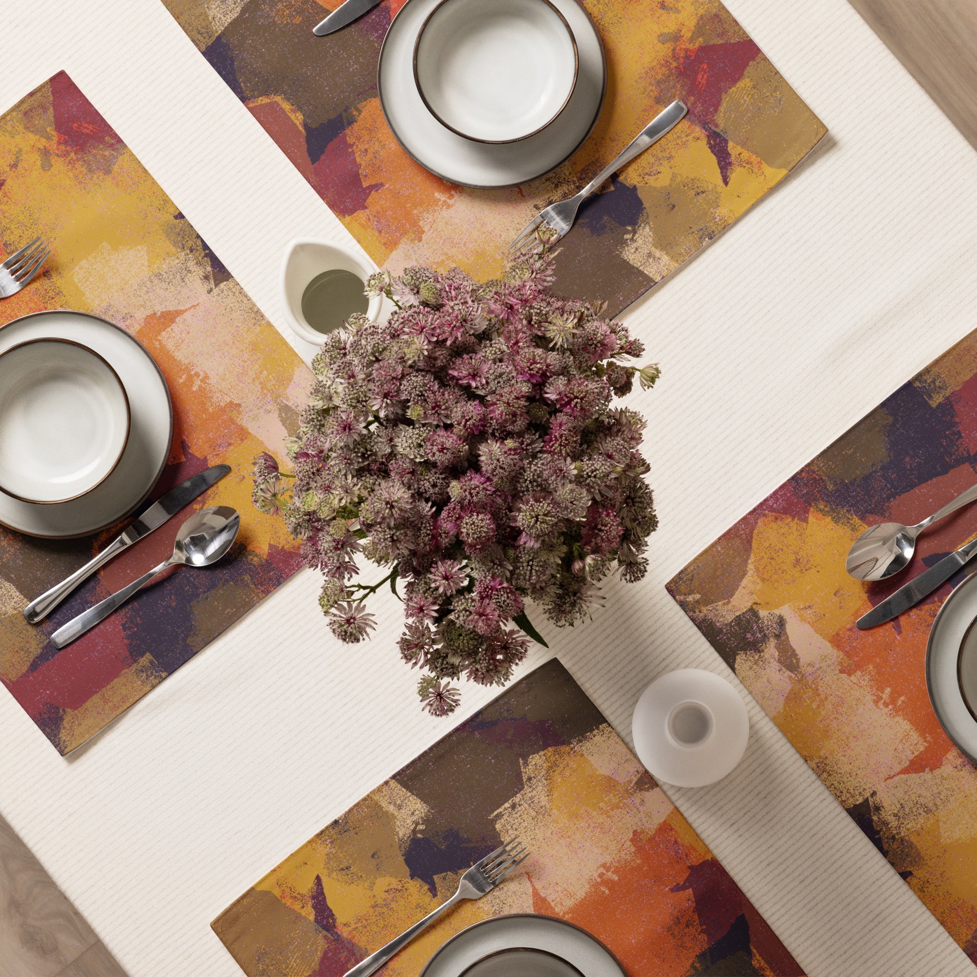 Autumn Abstract Placemat Set - Vibrant Fall Table Decor - Misfit Marketing Design Studios