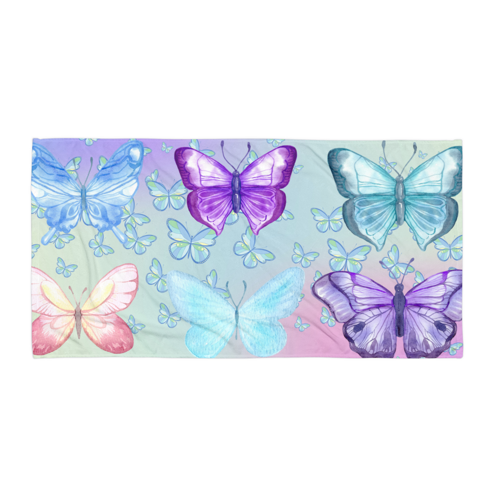 Pastel Butterflies Terry Fabric Towel - Misfit Marketing Designs