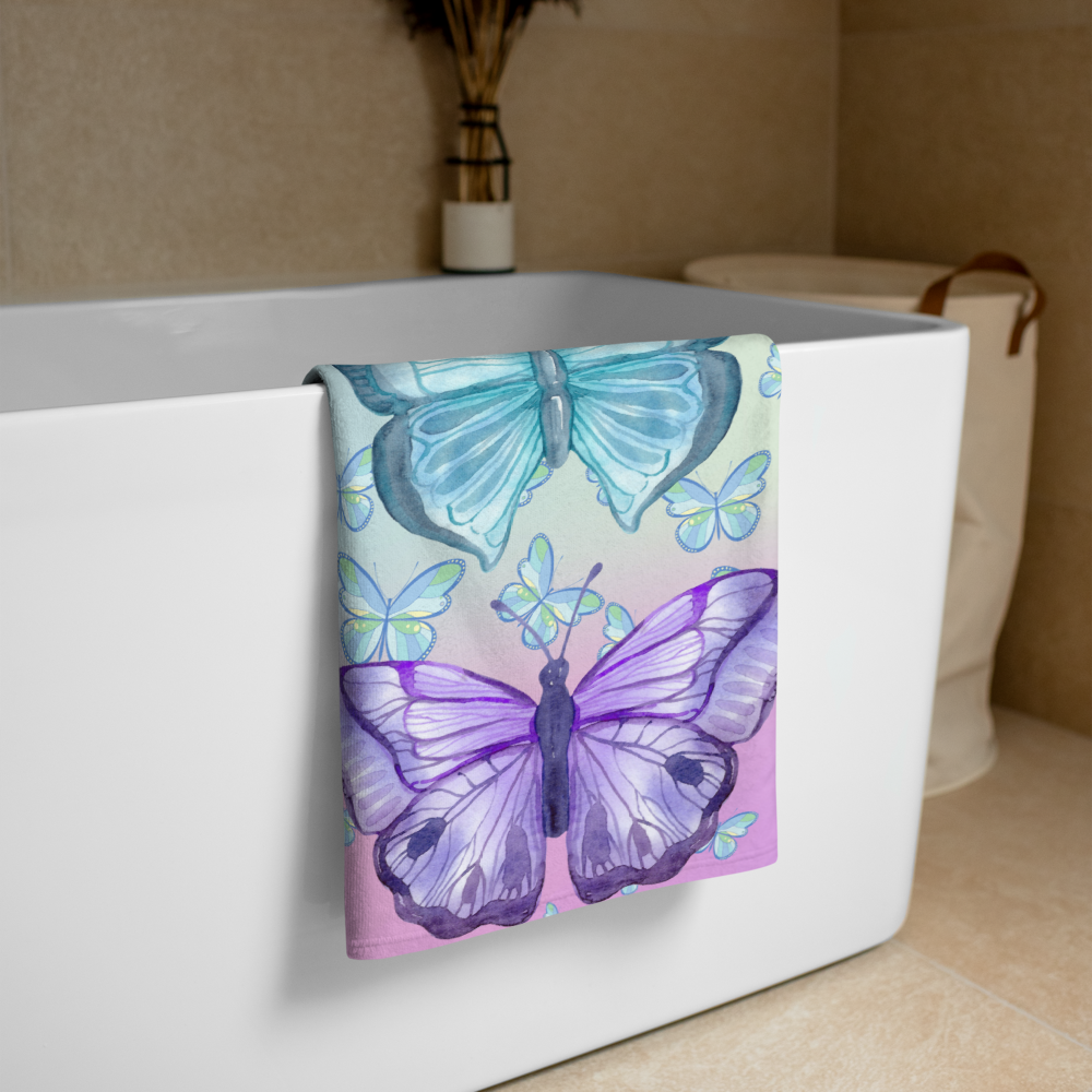 Pastel Butterflies Terry Fabric Towel - Misfit Marketing Designs