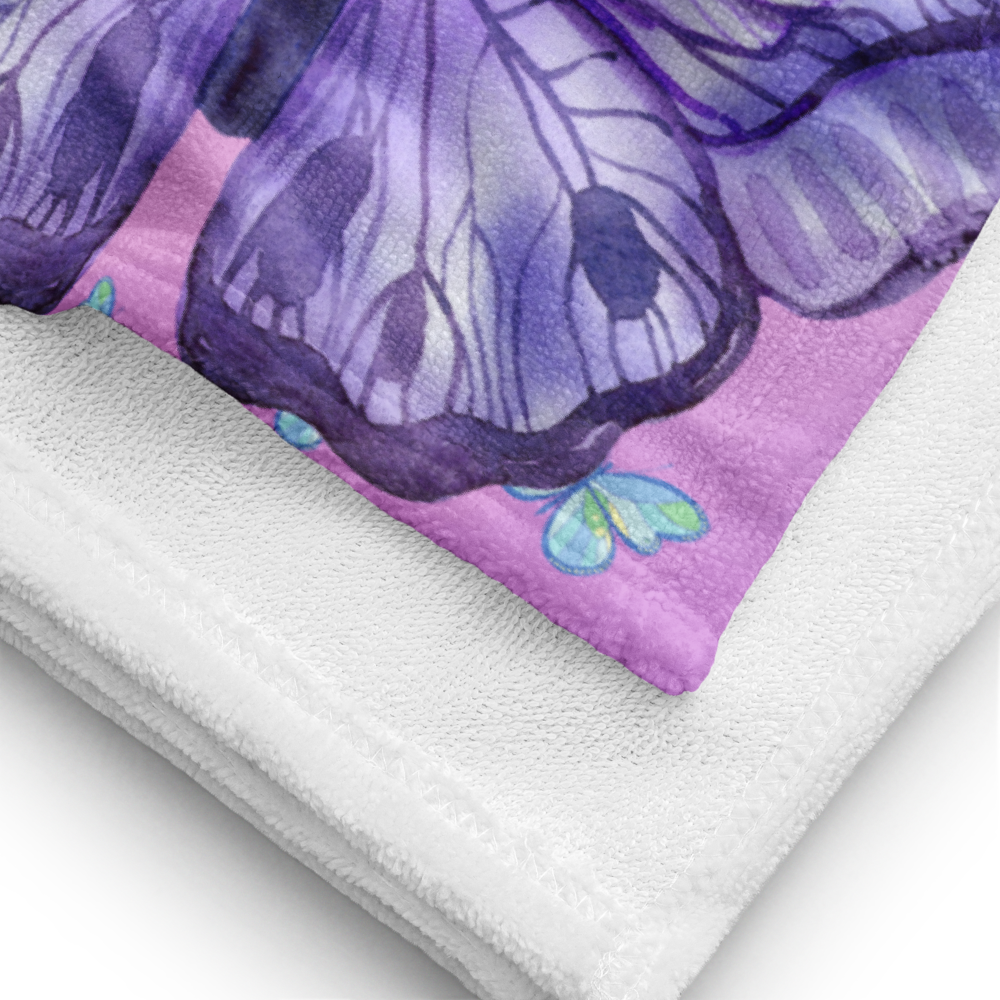 Pastel Butterflies Terry Fabric Towel - Misfit Marketing Designs