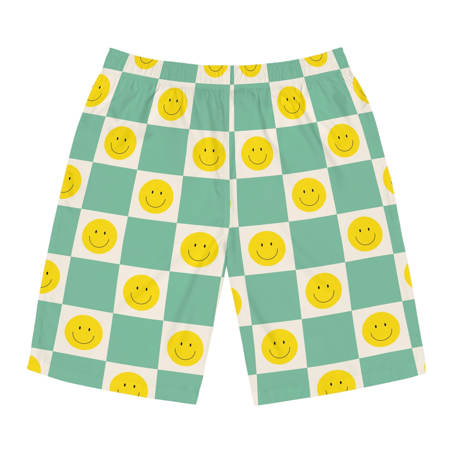 Retro Smiley Face Board Shorts - Misfit Marketing Designs