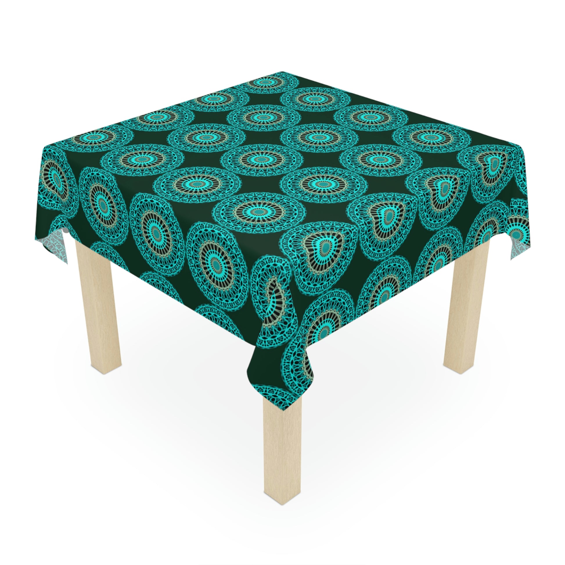 Teal Peacock Tablecloth - Misfit Marketing Designs