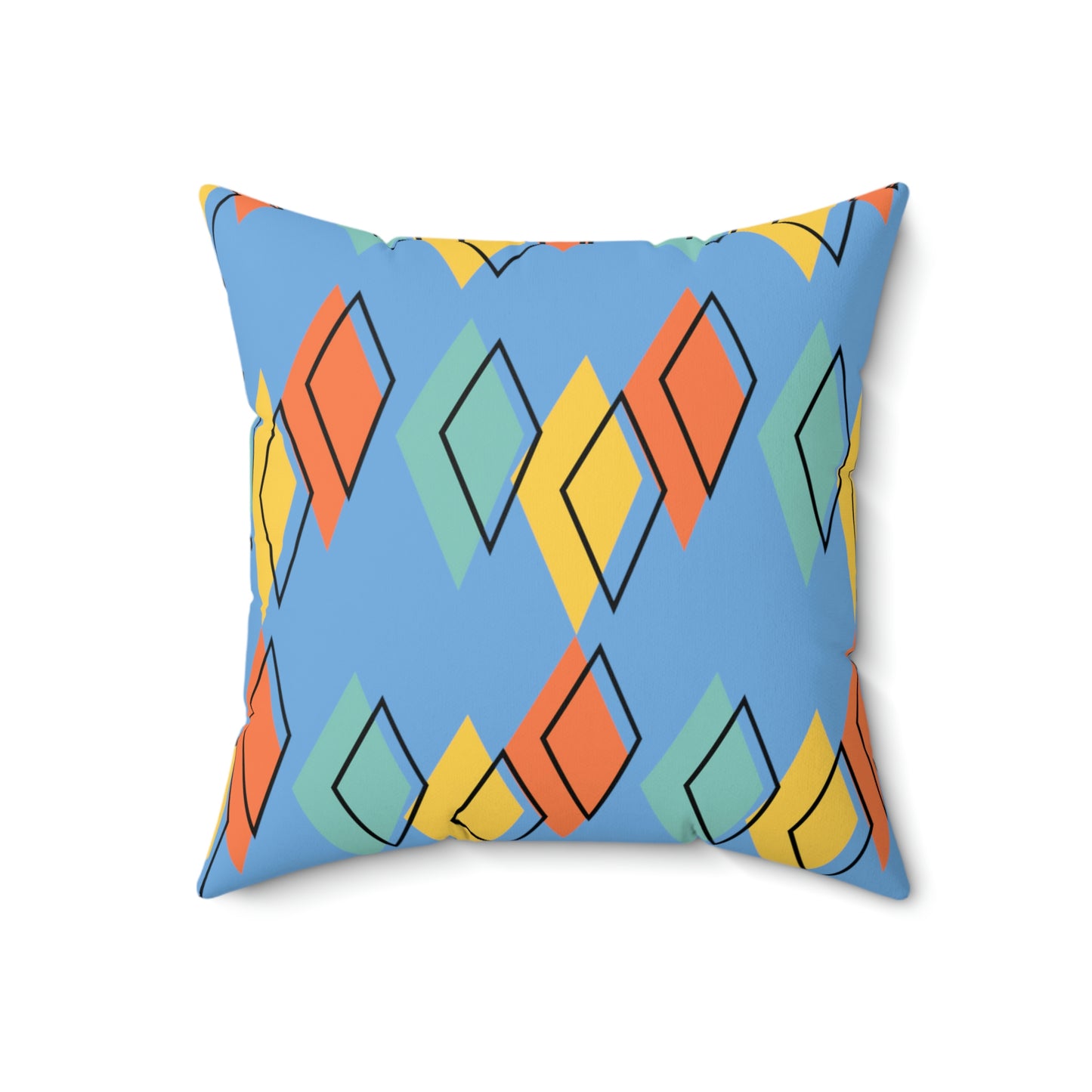 Blue Faux Suede Retro Element Accent Pillow - Misfit Marketing Designs