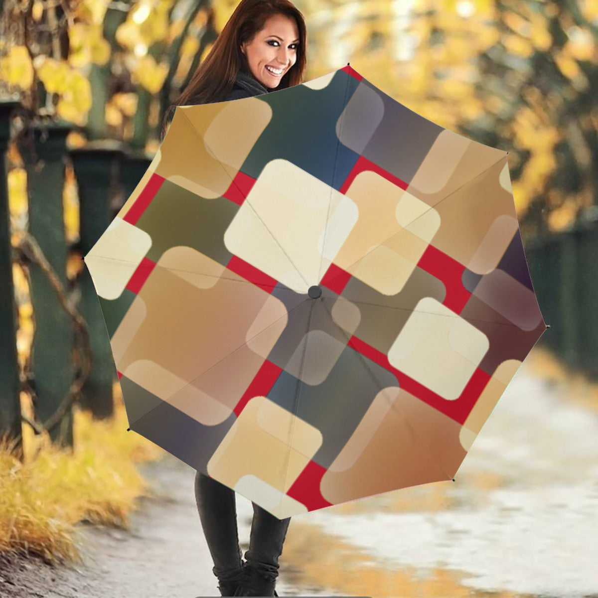 Warm Modern Geometric Fashion Umbrella - Misfit Marketing Design Studios