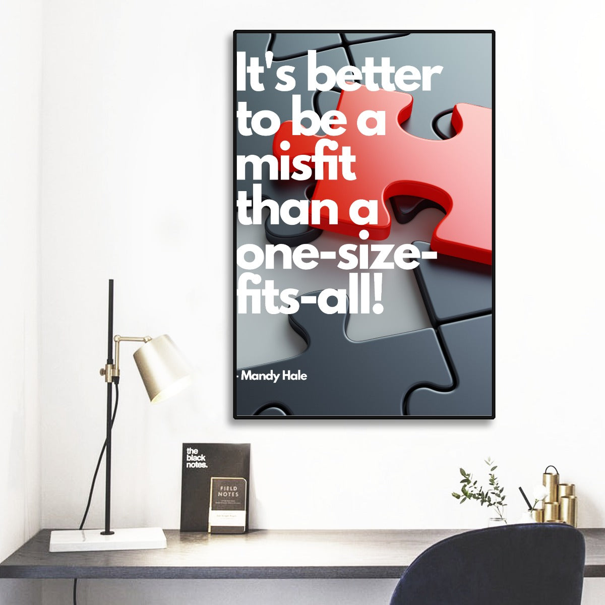 Black Frame Misfit Quote Mural - Unique Wall Art Decor for Home or Office - Misfit Marketing Design Studios