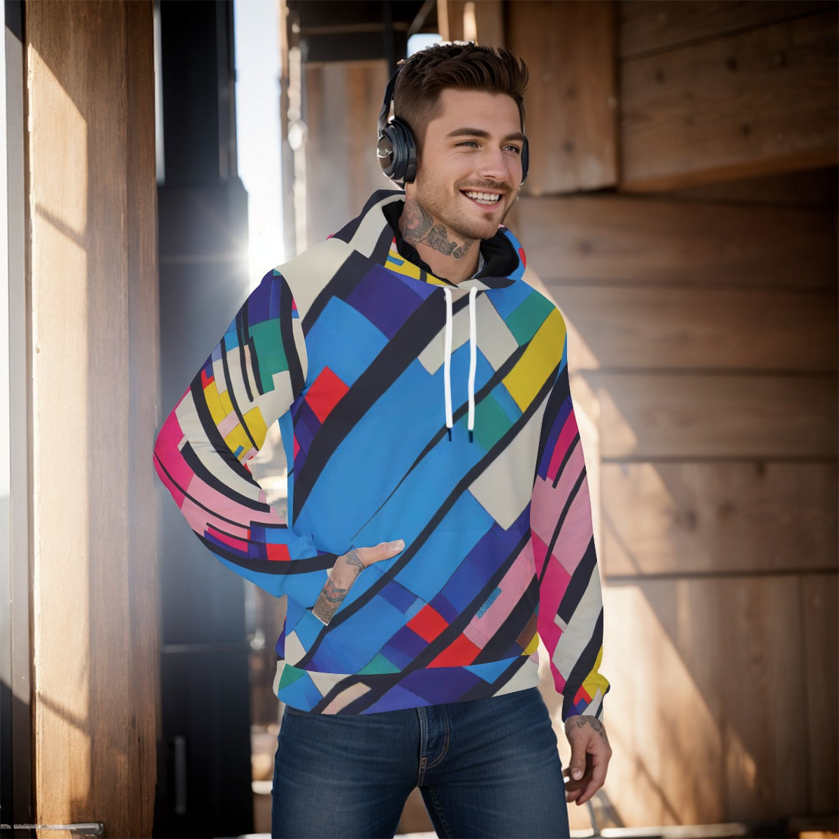 Multicolor Dream Pullover Hoodie - Vibrant Geometric Hoodie Apparel - Misfit Marketing Design Studios