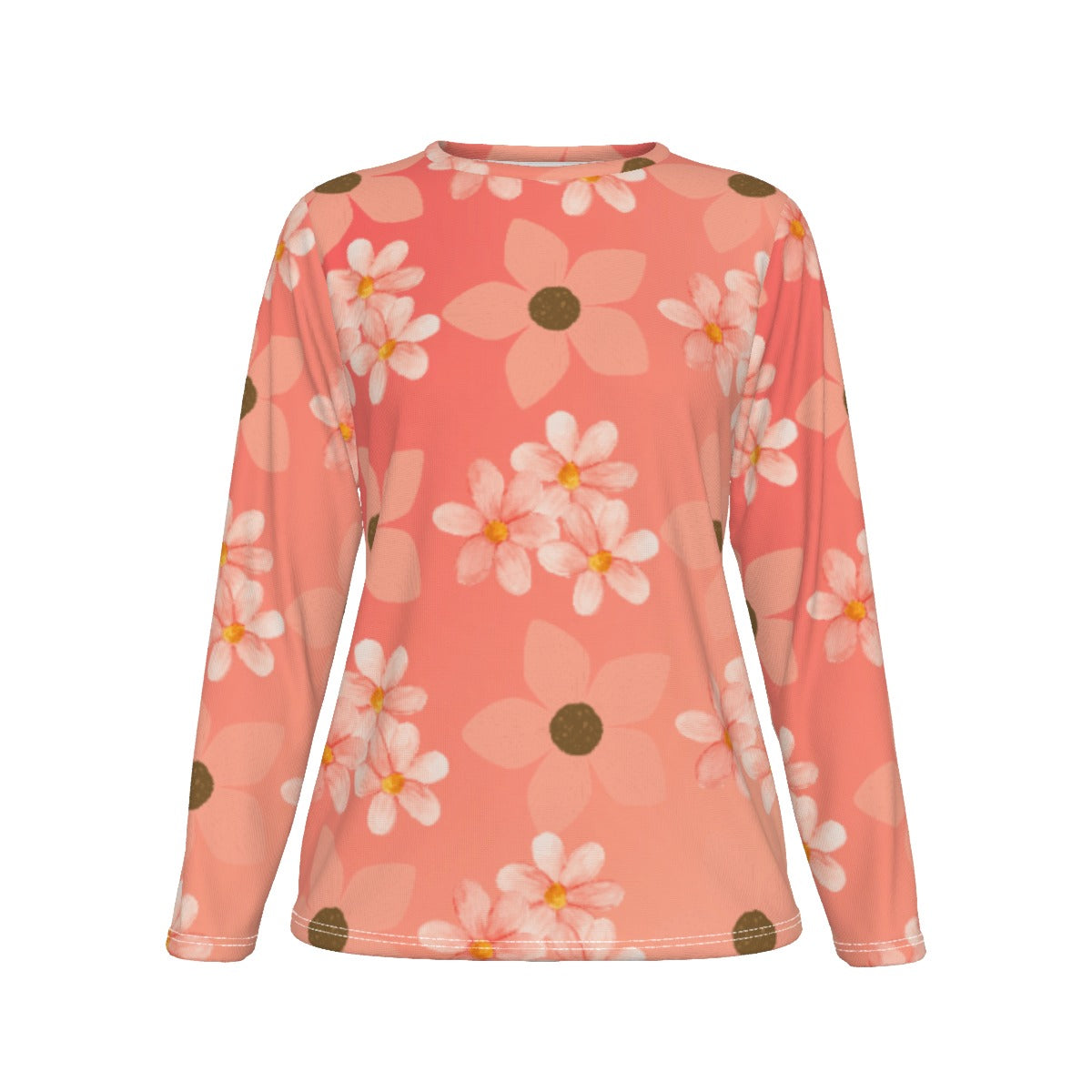 Peach Floral Oversized Long Sleeve Top for Women - Fashion Must-Have - Misfit Marketing Design Studios