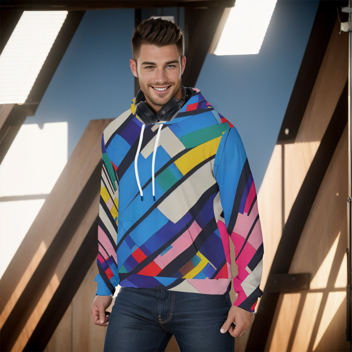 Multicolor Dream Pullover Hoodie - Vibrant Geometric Hoodie Apparel - Misfit Marketing Design Studios