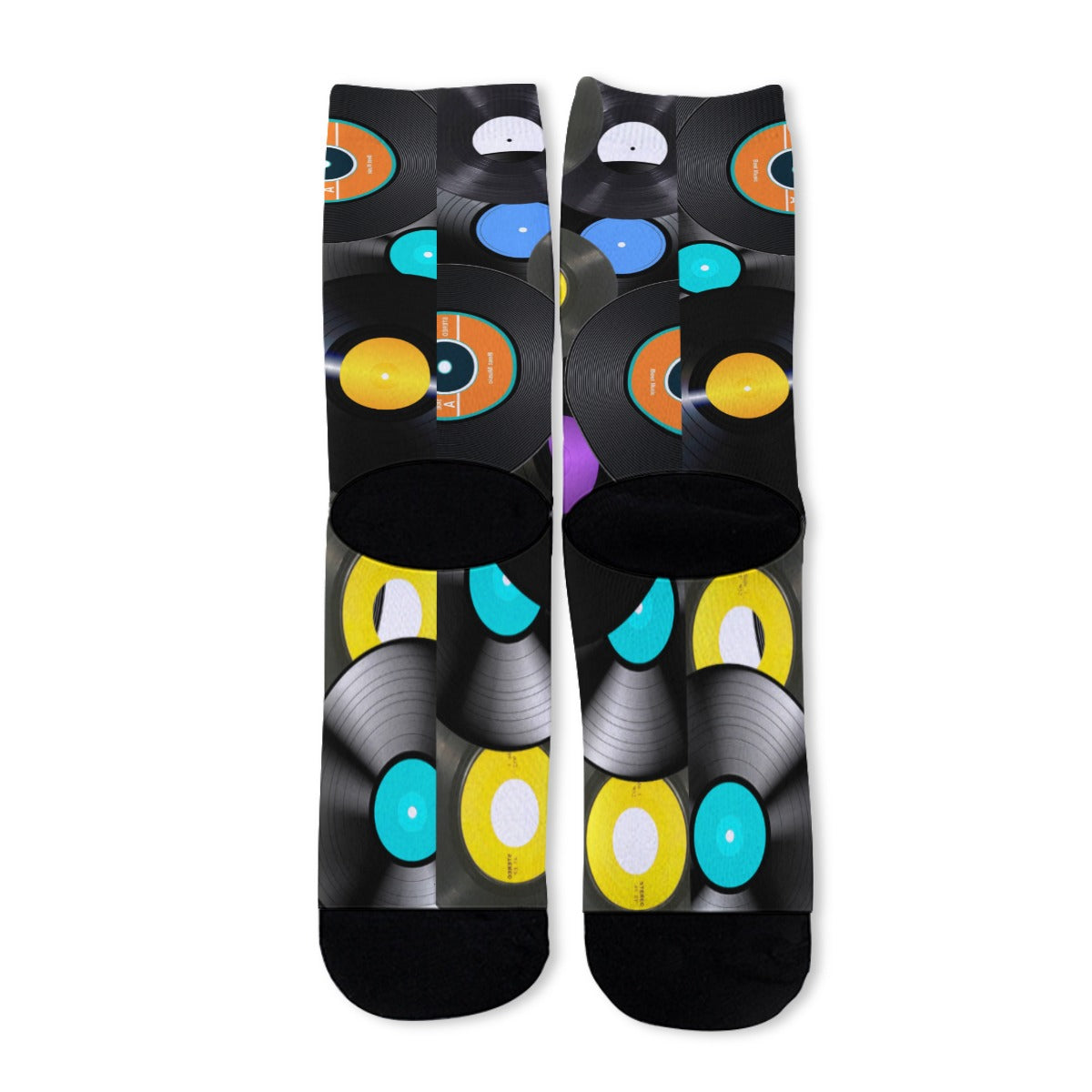 Unisex Vinyl Records Long Socks - for Music Lovers and Vinyl Enthusiasts - Misfit Marketing Design Studios