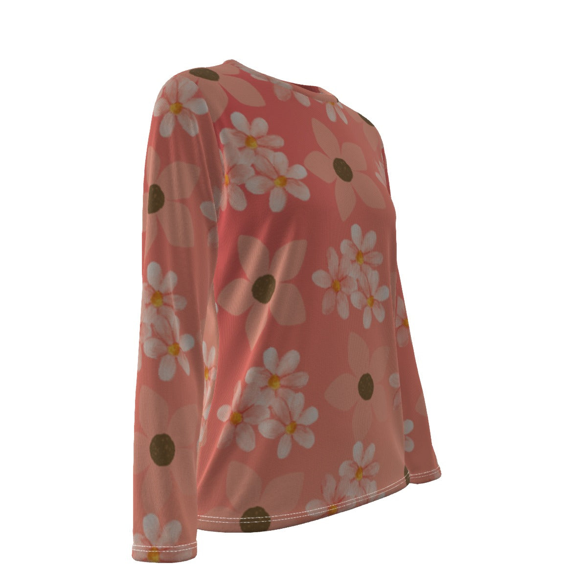 Peach Floral Oversized Long Sleeve Top for Women - Fashion Must-Have - Misfit Marketing Design Studios