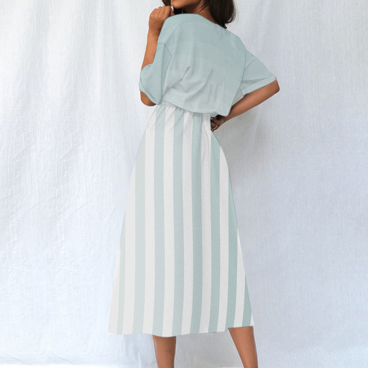 Subtle Sage Midi Dress - Simple and Sophisticated Style for Any Occasion - Misfit Marketing Design Studios