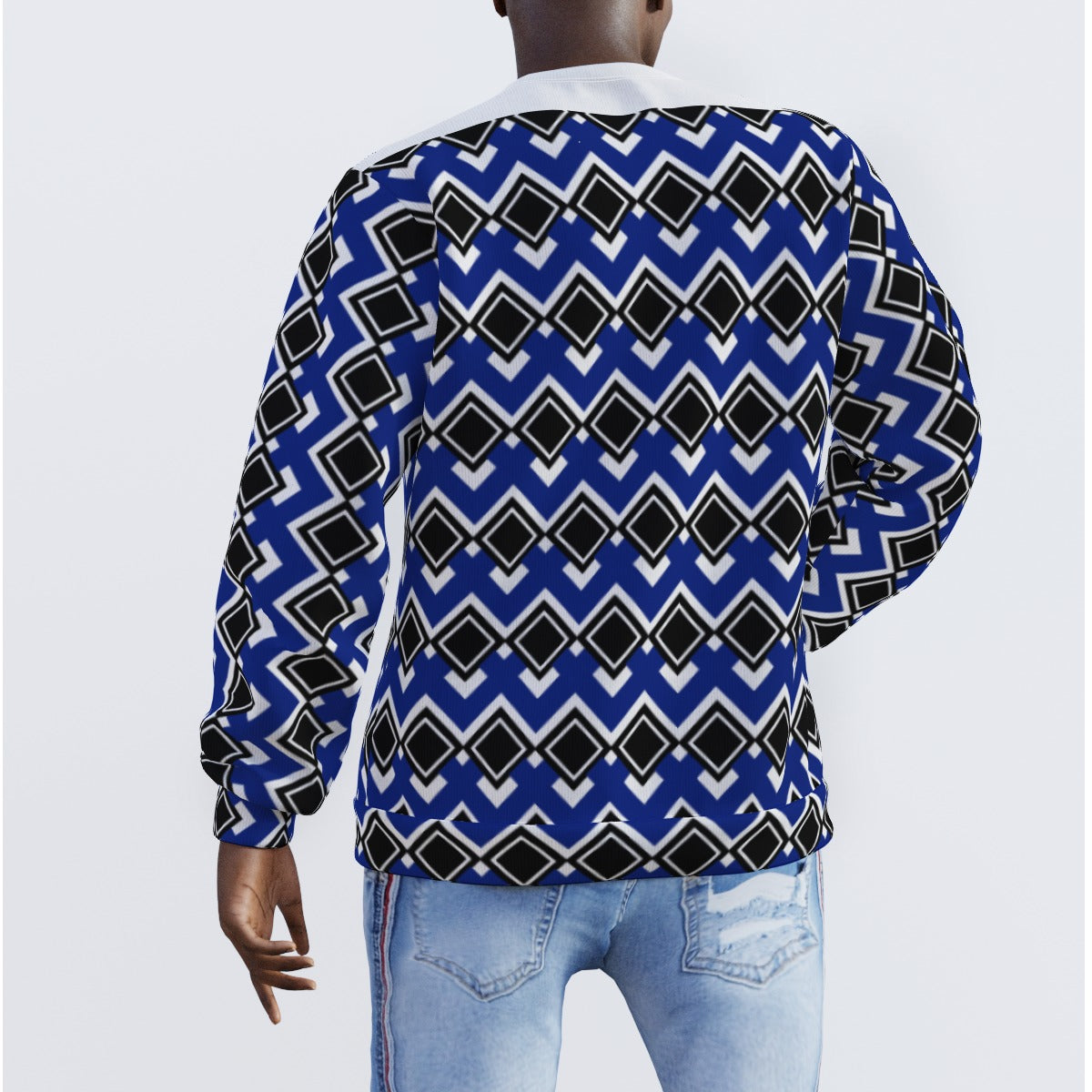 Men's Blue Geometric Abstract Sweater - Misfit Marketing Design Studios