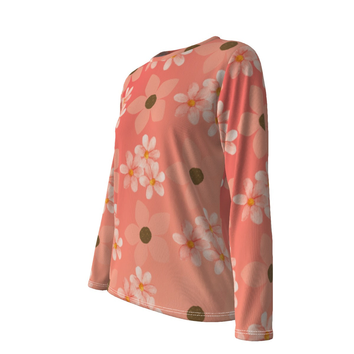 Peach Floral Oversized Long Sleeve Top for Women - Fashion Must-Have - Misfit Marketing Design Studios