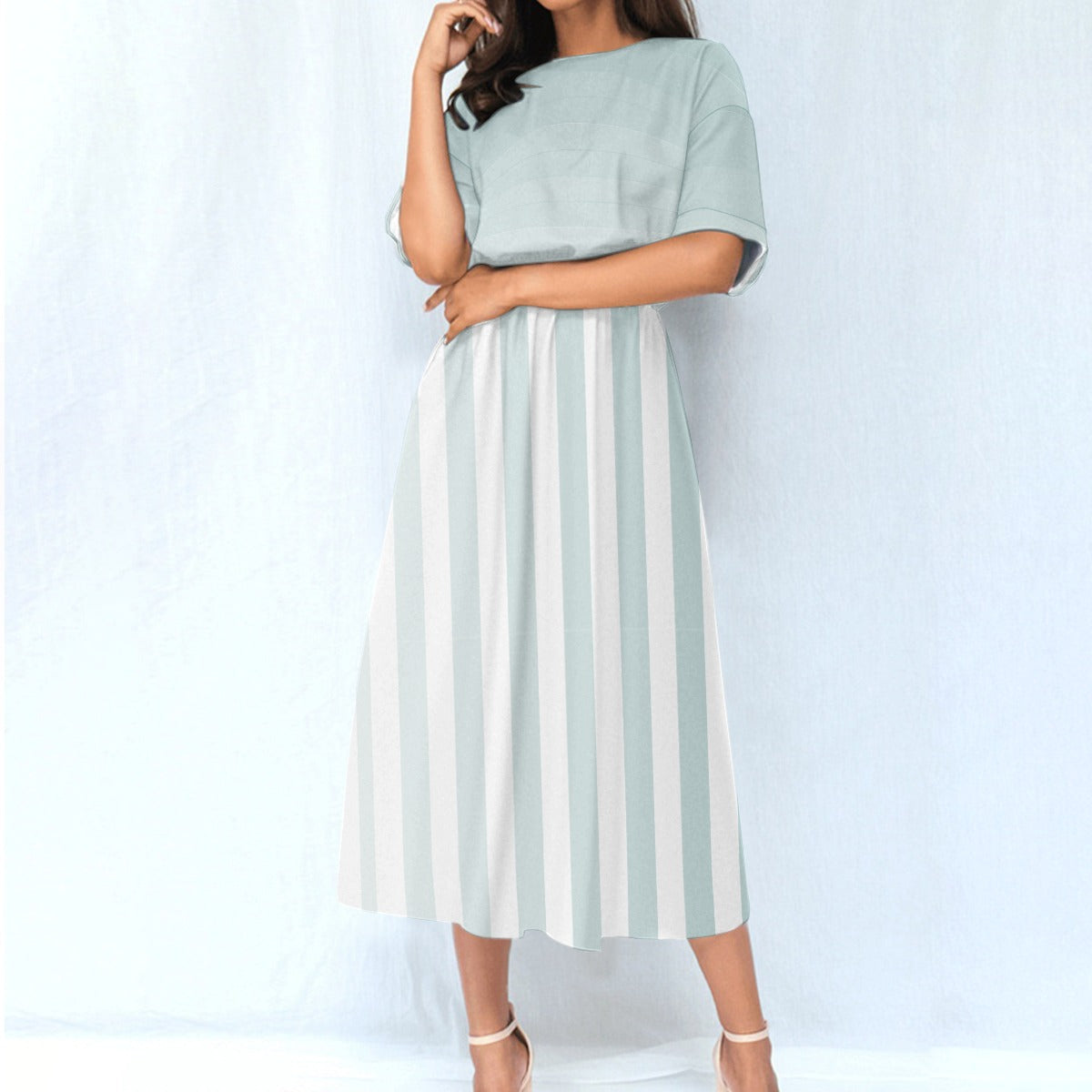 Subtle Sage Midi Dress - Simple and Sophisticated Style for Any Occasion - Misfit Marketing Design Studios