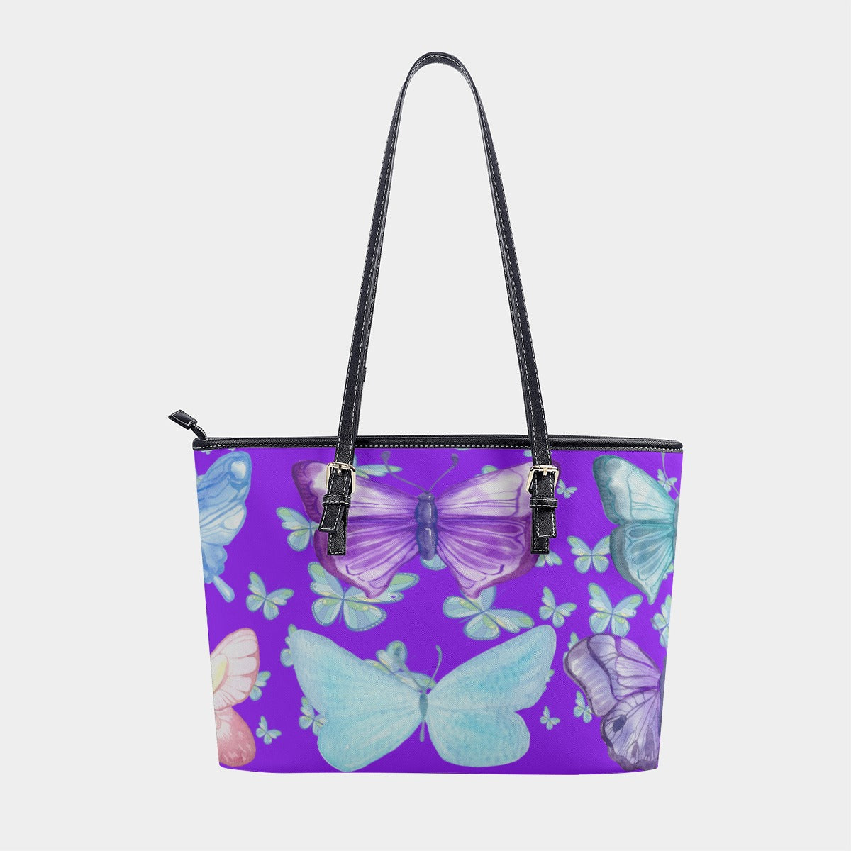 Purple Butterfly Faux Leather Tote - Stylish  Durable Bag for Any Occasion - Misfit Marketing Design Studios