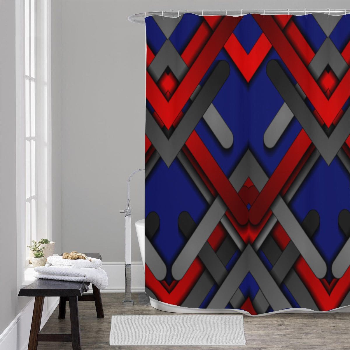 Chevron Shower Curtain with Vibrant Abstract Design - Perfect for Adding Color to Your Bathroom - Misfit Marketing Design Studios