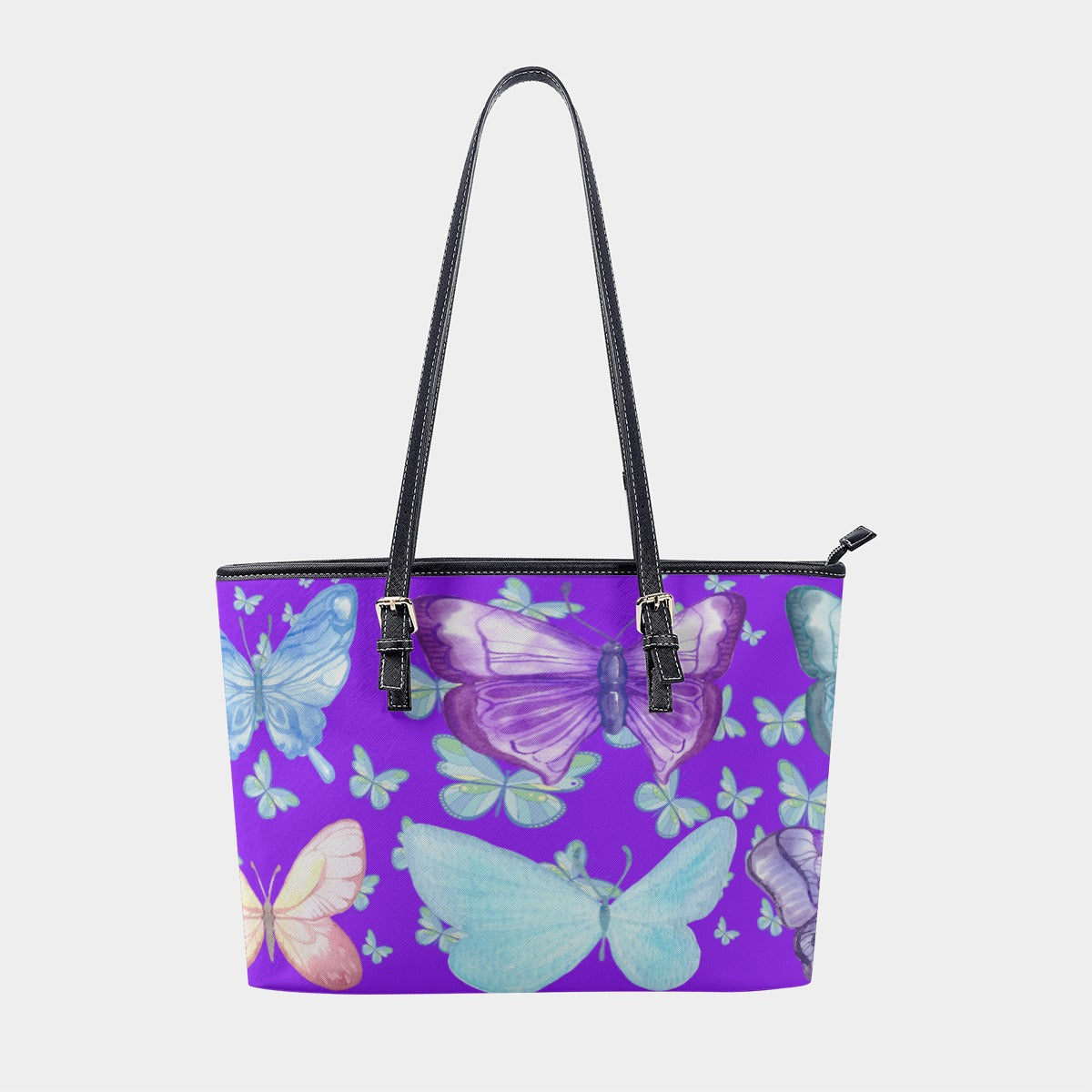 Purple Butterfly Faux Leather Tote - Stylish  Durable Bag for Any Occasion - Misfit Marketing Design Studios