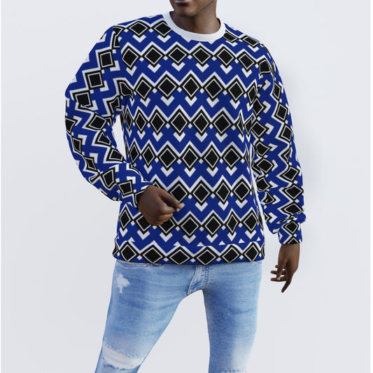 Men's Blue Geometric Abstract Sweater - Misfit Marketing Design Studios