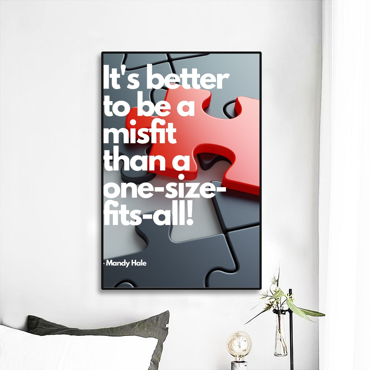 Black Frame Misfit Quote Mural - Unique Wall Art Decor for Home or Office - Misfit Marketing Design Studios