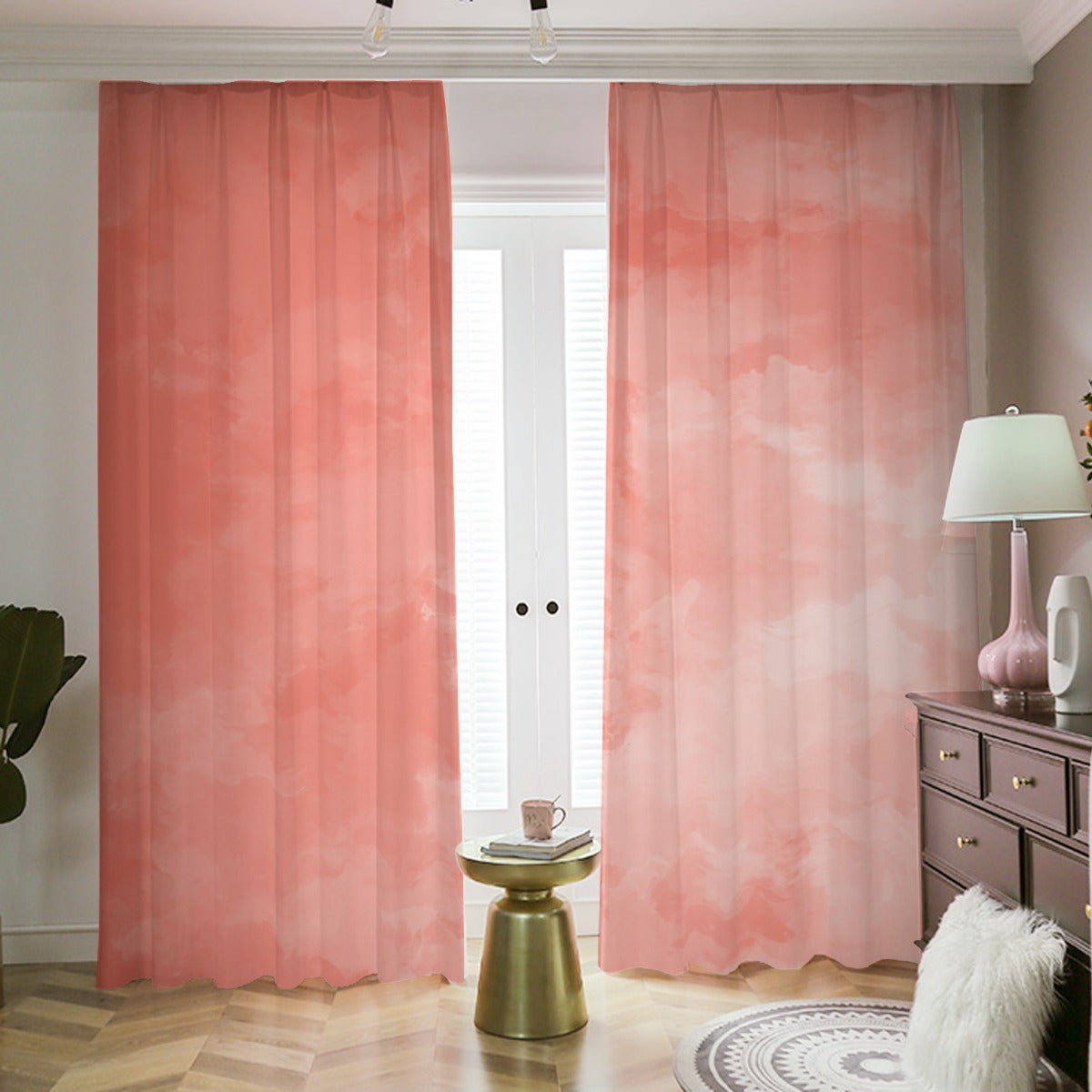 Pink Watercolor Abstract Designer Curtains - Misfit Marketing Designs