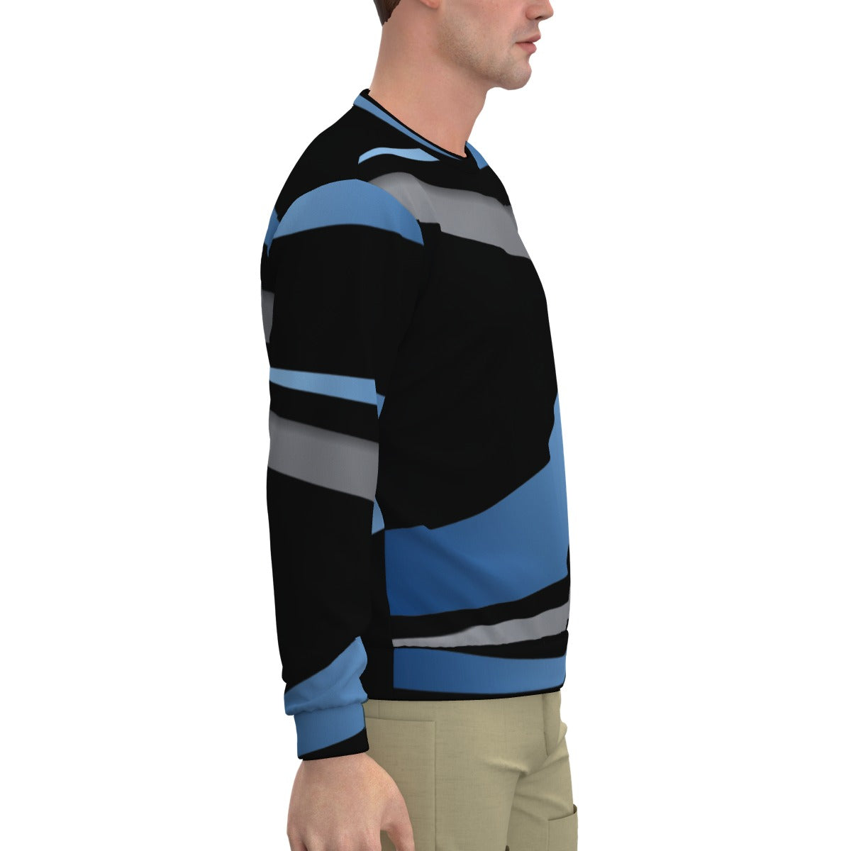 Mens Blue  Gray Patterned Fashion Sweatshirt - Stylish and Comfortable - Misfit Marketing Design Studios