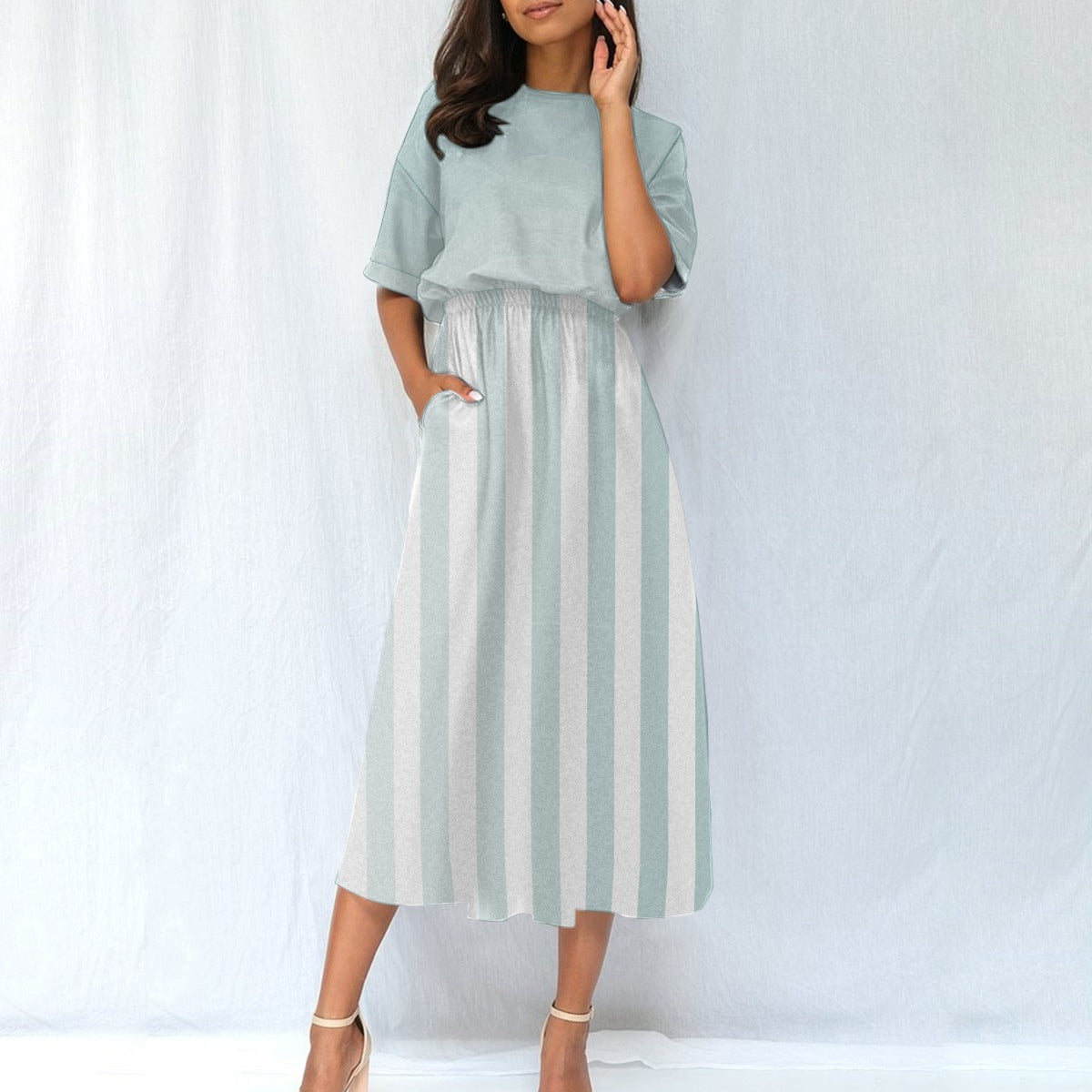 Subtle Sage Midi Dress - Simple and Sophisticated Style for Any Occasion - Misfit Marketing Design Studios