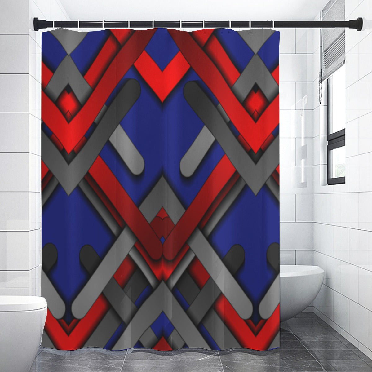 Chevron Shower Curtain with Vibrant Abstract Design - Perfect for Adding Color to Your Bathroom - Misfit Marketing Design Studios